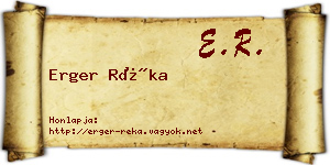 Erger Réka névjegykártya